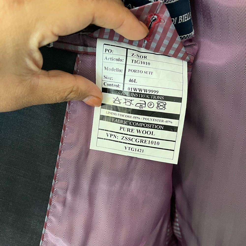 ZANETTI 100% Wool Porto Suit Jacket Size 46L - Picture 5 of 9